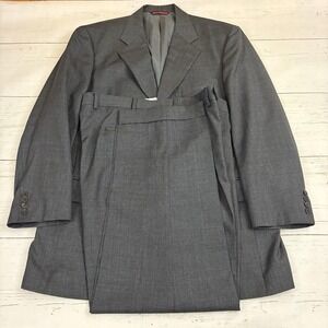 Samuelsohn Suit Mens 46L 37x28.5 Gray Check Wool 2 Pc Hunt Club Clothiers